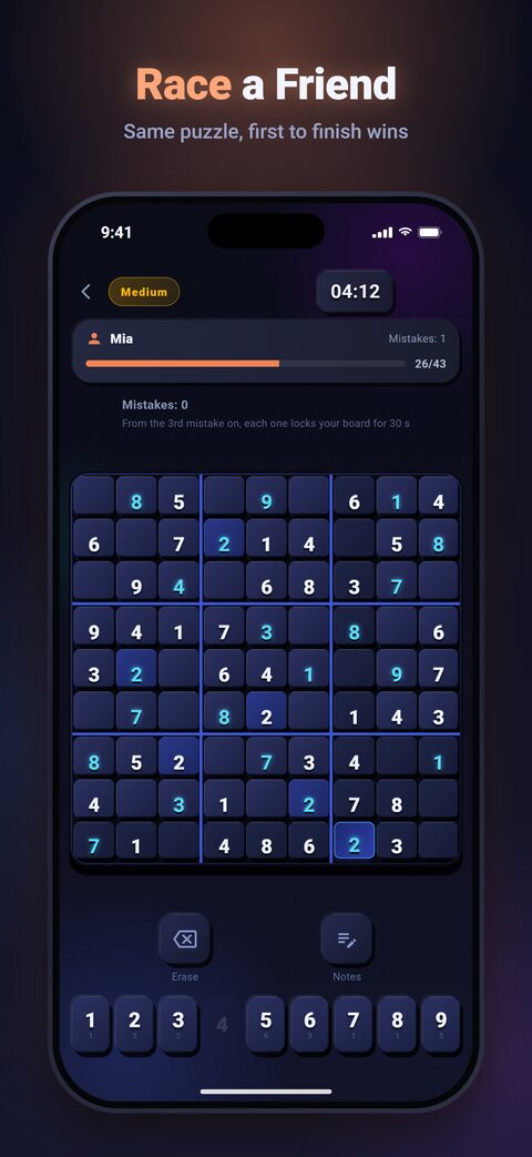 Versus: the opponent's progress bar above the board